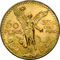 Mexiko - Anlagegold: Lot 7 Goldmünzen: Serie Goldmünzen Mit Folgenden Nominalen: 1 Peso 1865, 2 Peso - Mexique