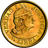 Peru - Anlagegold: Lot 2 Goldmünzen: ½ Libra 1962, KM # 209, Friedberg 74, Stempelglanz / 1 Libra 19 - Peru
