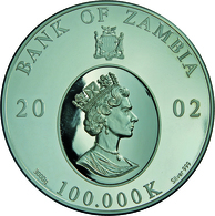 Sambia: 100.000 Kwacha 2002 Proof, HM Elizabeth Queen Mother 1900-1902, 3 Kg 999/1000 Fine Silver, S - Zambia