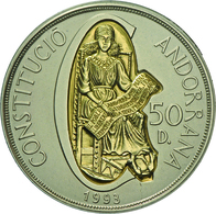Andorra: 50 Diners/ECU 1996; Lady Of Maritxell - Patroness Of Andorra. 5 OZ Silber (155,51g) Mit Gol - Andorre