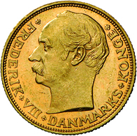 Dänemark - Anlagegold: Frederik VIII. 1906-1912: Lot 2 Goldmünzen: 10 Kronen 1909, KM # 809, Friedbe - Denemarken