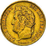 Frankreich - Anlagegold: Louis Philippe I. 1830-1848: 40 Francs 1833 A, KM # 747.1, Friedberg 557, 1 - Other & Unclassified