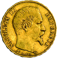 Frankreich - Anlagegold: Napoleon III 1852-1870: Lot 2 Goldmünzen: 10 Francs 1855 A, KM # 784.3, Fri - Autres & Non Classés