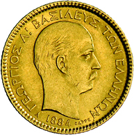 Griechenland - Anlagegold: George I. 1863-1913: 20 Drachmen 1884 A, KM# 56, Friedberg 18, 6,45 G, 90 - Grèce