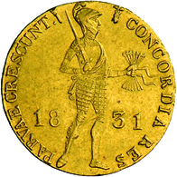Niederlande - Anlagegold: Willem I. 1815-1840: 1 Dukat 1831 Utrecht. Stehender Ritter Mit Geschulter - Zilveren En Gouden Munten