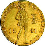 Niederlande - Anlagegold: Willem II. 1840-1849: 1 Dukat 1841 Utrecht, Münzzeichen Lilie. Stehender R - Zilveren En Gouden Munten