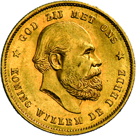 Niederlande - Anlagegold: Lot 3 Goldmünzen: Willem III. 1849-1890: 10 Gulden 1876, KM # 106, Friedbe - Zilveren En Gouden Munten