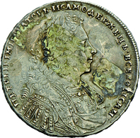 Russland: Peter II. 1727-1730: Rubel 1728, Moskau; 28,59 G, Davenport 1668, Klebefilmreste, Winz. Kr - Russie