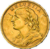 Schweiz - Anlagegold: 20 Franken (Vreneli) 1916 B, KM# 35.1, Friedberg 499, 6,45 G, 900/1000. Sehr S - Other & Unclassified