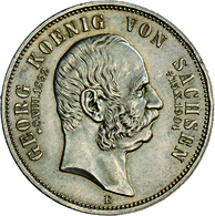 Sachsen: Georg 1902-1904: 5 Mark 1904 E, Auf Seinen Tod Mit Lebensdaten, Jaeger 133, Winz. Kratzer, - Taler Et Doppeltaler