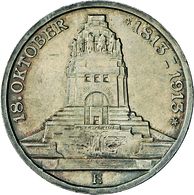 Sachsen: Friedrich August III. 1904-1918: Lot 2 Münzen: 3 Mark 1913 E, Völkerschlachtdenkmal, Jaeger - Taler & Doppeltaler