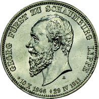 Schaumburg-Lippe: Georg 1893-1911: 3 Mark 1911 A, Auf Seinen Tod, Jaeger 166 Herausragendes Stück, S - Taler & Doppeltaler