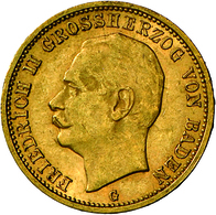 Baden: Friedrich II. 1907-1918: 20 Mark 1912 G, Jaeger 192, Sehr Schön. Gewicht 7,965 G, 900/1000. - Gold Coins