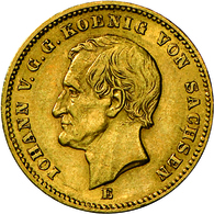 Sachsen: Johann 1854-1873: 20 Mark 1872 E, Jaeger 258, Sehr Schön. Gewicht 7,965 G, 900/1000. - Gold Coins