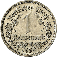 Drittes Reich: 1 Reichsmark 1939 G, Jaeger 354, AKS 2018, No. 36, Fast Stempelglanz. - Autres & Non Classés