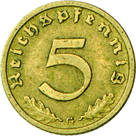 Drittes Reich: 5 Pfennig 1936 G Mit HK, Jaeger 363, Seltenste Ausgabe Dieses Typs, Sehr Schön. - Other & Unclassified