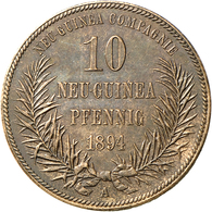 Deutsch-Neuguinea: 10 Neu-Guinea Pfennig 1894 A, Paradiesvogel, Jaeger 703, AKS 961, Schöne Kupferpa - Nouvelle Guinée Allemande