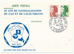Entier Repiqué - 1,80 Liberté - 40 Ans De Nationalisation Du Gaz Et De L'Electricité - MARSEILLE - 1986 - Postales  Transplantadas (antes 1995)
