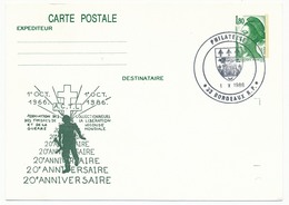 Entier Repiqué - 1,80 Liberté - 20eme Anniversaire A.C.T.L. 1986 - Cachet Philatélie BORDEAUX 1986 - AK Mit Aufdruck (vor 1995)