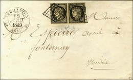 Grille / N° 3 Paire (belles Marges) Càd T 12 VERMANTON (83) Sur Lettre 2 Ports Pour Fontenay. 1849. Superbe Combinaison. - 1849-1850 Ceres