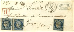 PC 1730 / N° 4 (3, 1 Ex. Filet Effleuré) Càd T 15 LIMOGES (81) Sur Lettre En Double Port Recommandé Pour Gouzon. 1852. - - 1849-1850 Ceres