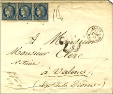 PC 1896 / N° 4 Bande De 3 (quelques Pd) Càd ALGER / MARSEILLE Sur Lettre 3 Ports Insuffisamment Affranchie, Taxe 25 DT P - 1849-1850 Cérès