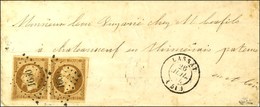 PC 1660 / N° 9 Paire Bistre Brun Foncé Càd T 15 LASSAY (51) 26 JUIL. 54 Sur Lettre Territoriale Pour Chateauneuf En Thym - 1852 Luigi-Napoleone