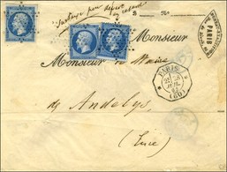 Etoile / N° 14 (2) + N° 22 Càd Octo De Lev. Exc. * PARIS * (60) 2e 28 JUIL. 64 Sur Lettre Pour Les Andelys. Extraordinai - 1853-1860 Napoléon III.