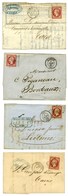 Lot De 4 Lettres Affranchies Avec N° 17 Et 17A, Diverses Nuances. Pièces Choisies. - TB / SUP. - 1853-1860 Napoléon III