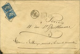 GC 174 / N° 22 Paire Càd T 15 ARRAS (61) Sur Lettre 3 Ports Insuffisamment Affranchie Pour Paris. Taxe Tampon 8. 1867. - - 1862 Napoléon III.