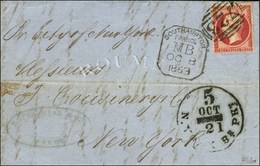 Killer 723 / N° 24 (très Belle Nuance) Cachet SOUTHAMPTON / FRANCE / MB Sur Lettre Du Havre Pour New York. Càd D'arrivée - 1862 Napoleon III