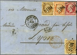 GC 5104 / N° 21 (2) + 23 + 24 Càd SHANG-HAI / Bau FRANCAIS Sur Lettre Avec Texte Daté De Shanghai Adressée En Double Por - 1862 Napoléon III.