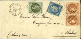 GC 3671 / N° 25 + 37 + 40 Paire (belles Marges) Càd T 16 ST JEAN DE LOSNE (20) 3 SEPT. 71 Sur Lettre Pour Chalon. Bel Af - 1870 Bordeaux Printing