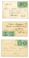 Lot De 3 Enveloppes Cartes De Visite Avec Oblitérations Du 30 Et 31 Décembre Affranchies Avec Paire De N° 53. - SUP. - 1871-1875 Ceres