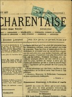 Oblitération Typo / N° 61 (3) Sur Journal Entier Chroniques Charentaises Du 12 Août 1877. - SUP. - RR. - 1876-1878 Sage (Type I)