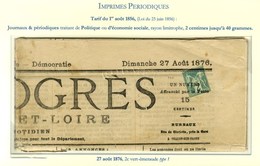 Oblitération Typo / N° 62 Sur Journal Entier Le Progrès. Très Rare Tarif Pour Journaux Politiques Ou économiques En Rayo - 1876-1878 Sage (Typ I)