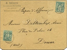 Càd MARCHIENNES / NORD / N° 61 + 63 Sur Papiers D'affaires Pour Douai. 1877. - TB / SUP. - 1876-1878 Sage (Type I)