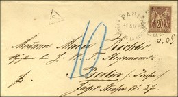 Cachet D'essai PARIS / PLACE DE LA BOURSE Type III / N° 67 Sur Lettre Insufisamment Affranchie Pour Berlin Taxée 10. 188 - 1876-1878 Sage (Typ I)