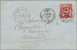 Càd T 18 AGEN / LOT-ET-GARONNE 30 AVRIL 78 / N° 71 Sur Lettre 3 Ports. Dernier Jour Du Tarif à 25c. - TB / SUP. - R. - 1876-1878 Sage (Tipo I)