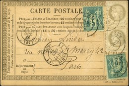 Càd LILLE / N° 52 (2) + 64 + 74 Sur CP Pour Paris. 1876. - TB / SUP. - R. - 1876-1878 Sage (Type I)