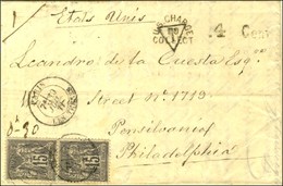 Càd PARIS / LES TERNES / N° 77 (2) Sur Lettre Insuffisamment Affranchie Pour Philadelphie, Au Recto US CHARGE / TO / COL - 1876-1878 Sage (Type I)