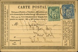 Càd PARIS / DEPART / N° 75 + 90 Sur CP Pour New York. Très Rare Usage Du 15c Bleu Sur CP En Voie De Mer. 1878. - SUP. -  - 1876-1878 Sage (Type I)