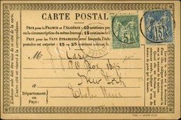 Càd PARIS / DEPART / N° 75 + 90 Sur CP Pour New York. Très Rare Usage Du 15c Bleu Sur CP En Voie De Mer. 1878. - SUP. -  - 1876-1878 Sage (Typ I)