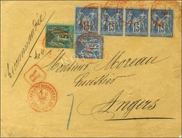 Càd Rouge (6) AFRANCHISSEMENT (6) / PARIS / N° 75 + 90 (5) Sur Lettre Recommandée 2 Ports Pour Angers. 1878. - TB / SUP. - 1876-1878 Sage (Type I)