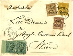 Càd Octo De Lev. Exc. * PARIS * / DEPART E3 / N° 67 + 75 + 80 + 92 Sur Lettre Pour Vienne (Autriche). Exceptionnelle Ass - 1876-1878 Sage (Tipo I)