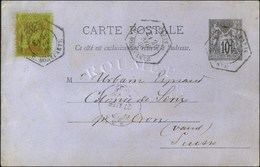 Càd Hexa De Lev. Exc. PARIS / R. BONAPARTE E1 / Entier 10c + N° 96 Pour Oron (Suisse). 1886. - SUP. - R. - 1876-1878 Sage (Type I)