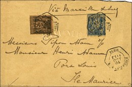 Càd Hexa De Lev. Exc. PARIS / R. D'AMSTERDAM E1 / N° 90 + 97 Sur Lettre Pour L'Ile Maurice. - TB / SUP. - R. - 1876-1878 Sage (Typ I)