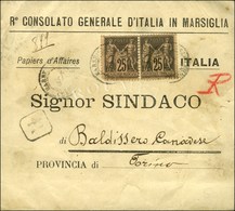 Càd MARSEILLE / N° 97 Paire Sur Papiers D'affaires Recommandés Pour Turin. 1900. - TB. - 1876-1878 Sage (Typ I)