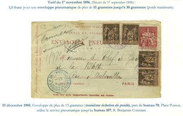 Càd PARIS-70 / PLACE POSSOZ Sur Enveloppe Pneumatique Avec Télégraphe 50c. + N° 97 (4) Adressée Au 3ème échelon De Poids - 1876-1878 Sage (Type I)