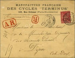 Càd PARIS J / AFFRANCHISSEMENTS / N° 98 Sur Lettre Recommandée Avec AR Pour Dijon. 1894. - SUP. - 1876-1878 Sage (Typ I)